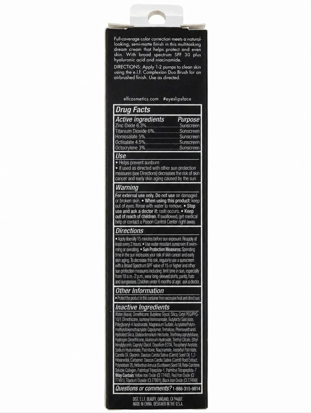elf Camo CC Cream Rich 620 W SPF 30 Semi-Matte Full Coverage NIB
